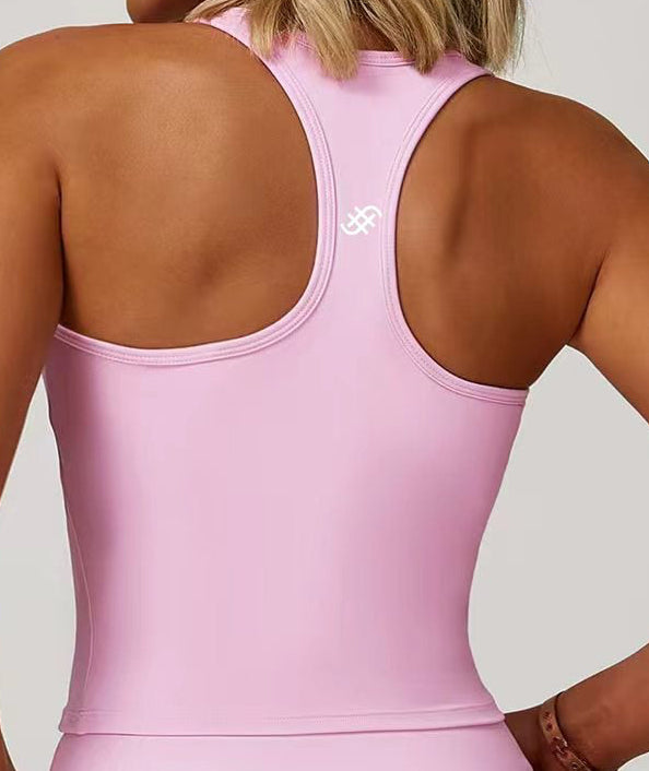 Racer Back Top | Pink | Women’s Slim Fit Gym Top in - T-Shirt activewear