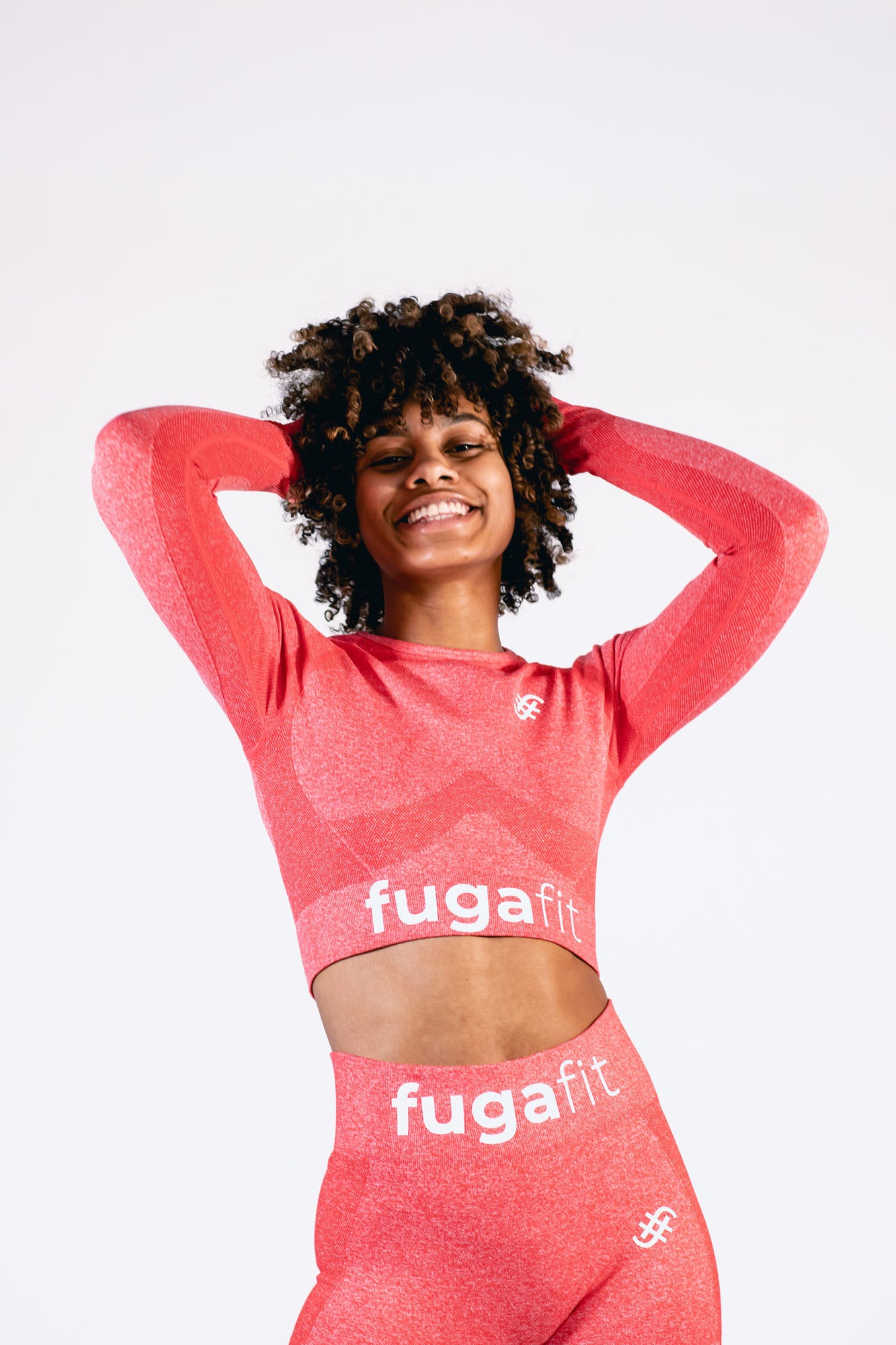 Hype Seamless Long Sleeve Crop Top | Red Rose - Fugafit