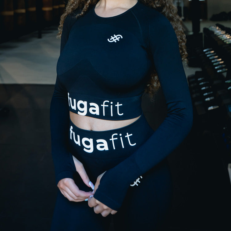 Hype Seamless Long Sleeve Crop Top | Black - Fugafit