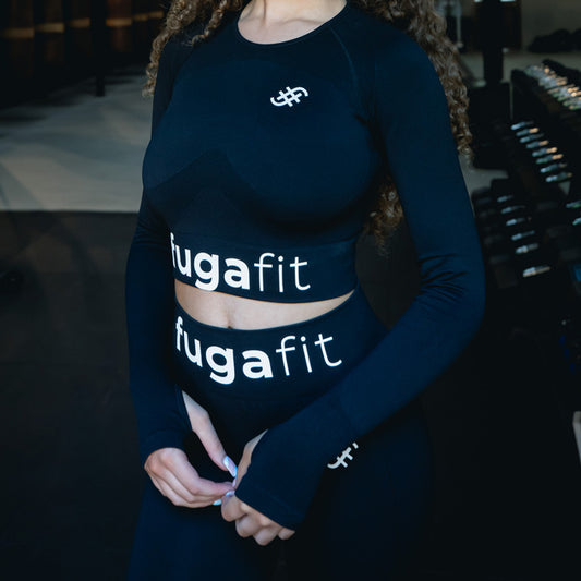 Hype Seamless Long Sleeve Crop Top | Black - Fugafit