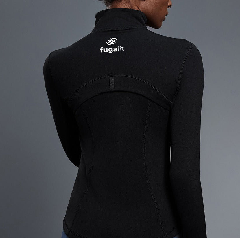 Strider 2 Jacket | Women's Slim Fit Gym Jacket with Gold Zip | Black in - Jackets activewear