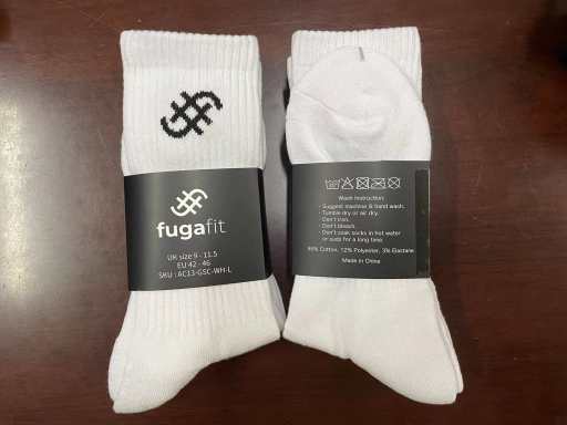 Unisex Training Crew Socks | White | 2pk - Fugafit