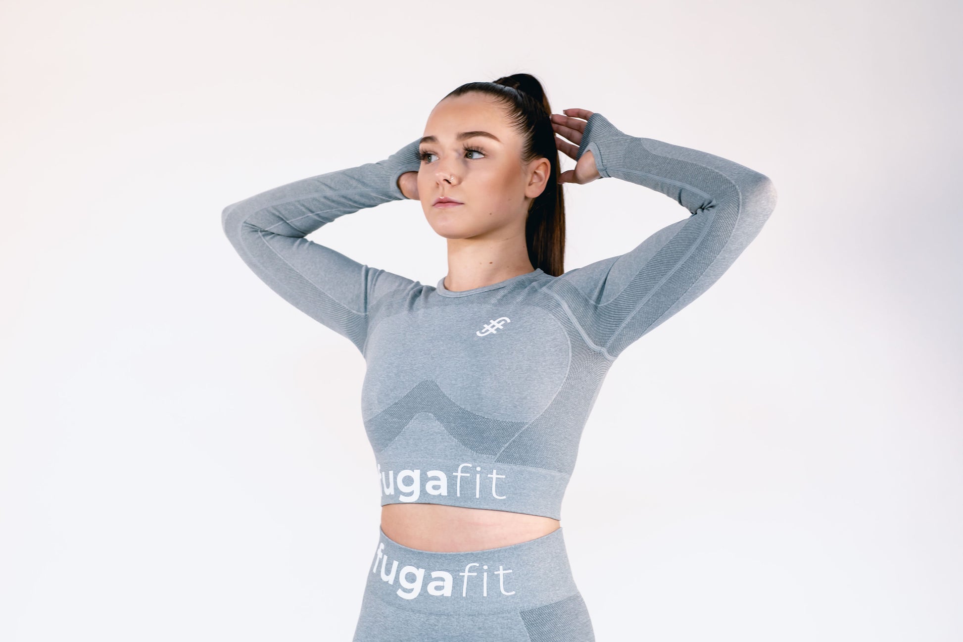 Hype Seamless Long Sleeve Crop Top | Grey - Fugafit