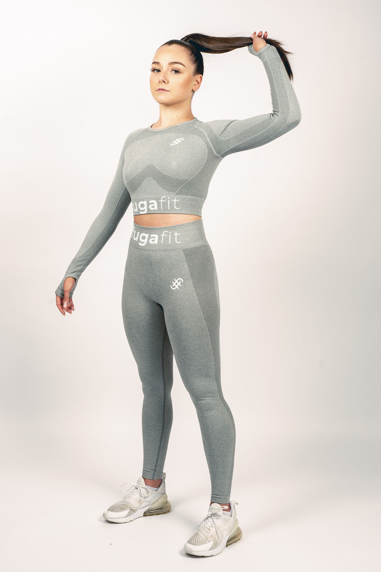 Hype Seamless Long Sleeve Crop Top | Grey - Fugafit