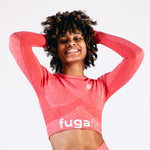 Hype Seamless Long Sleeve Crop Top | Red Rose